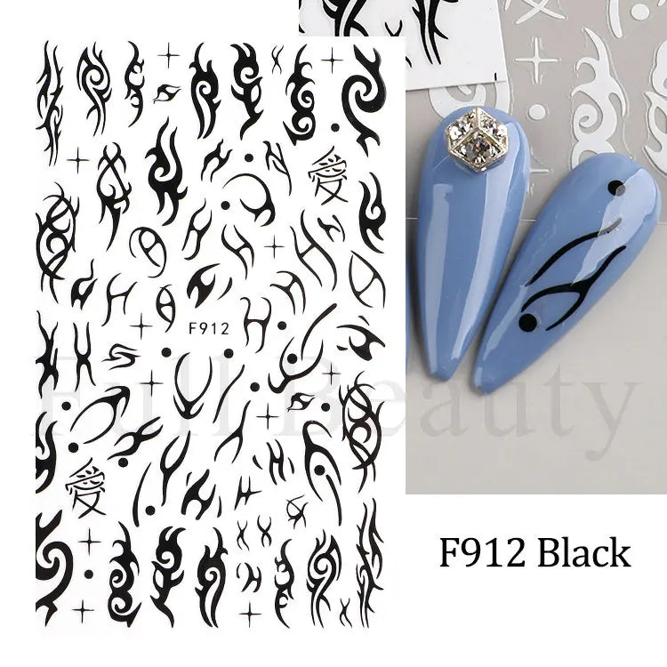 Nail Stickers Halloween Series Bat Skull Bone Ghost Pumpkin Pattern 3D Self Adhesive Decals For Nails Manicure Decoration LATH