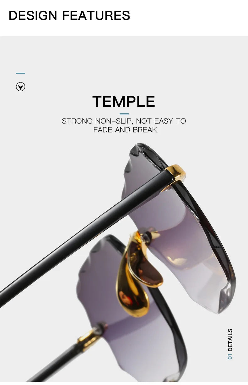 2023 New Rimless Women's Sunglasses Fashion Gradient Lenses Sun glasses Lady Vintage Alloy Legs Classic Designer Shades UV400