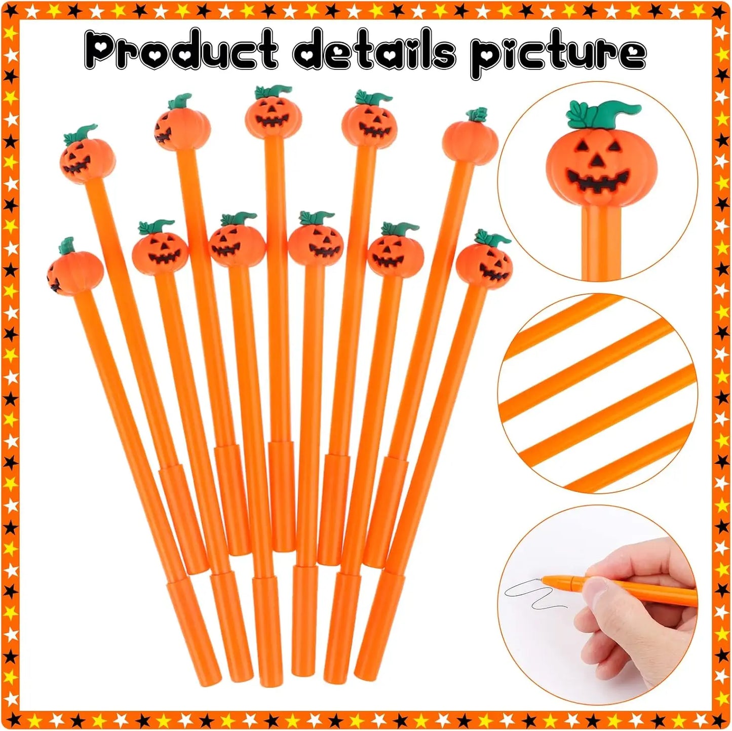 24 Pcs Halloween Pumpkin Gel Ink Pen 0.5 Mm Orange Cute Pumpkin Writing Tools