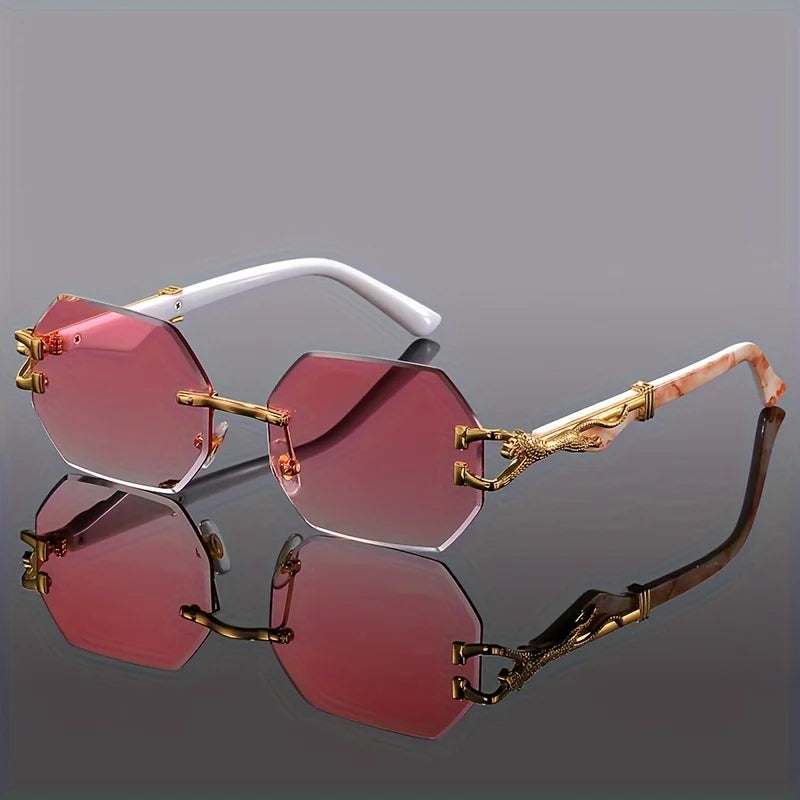 Geometric Leopard Print Sport Glasses For Women, Lightweight & Durable Composite Frame, Trendy Streetwear Glasses