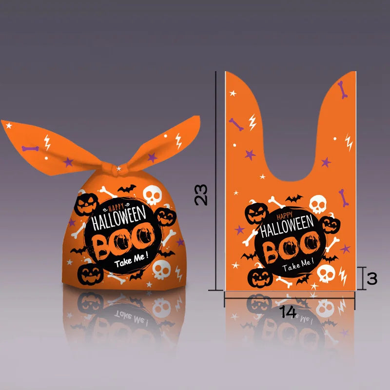 10/20pcs Halloween Candy Bags Rabbit Ear Plastic Bag For Kids Gift Biscuits Cookies Dessert DIY Packaging Supplies Baking Decor