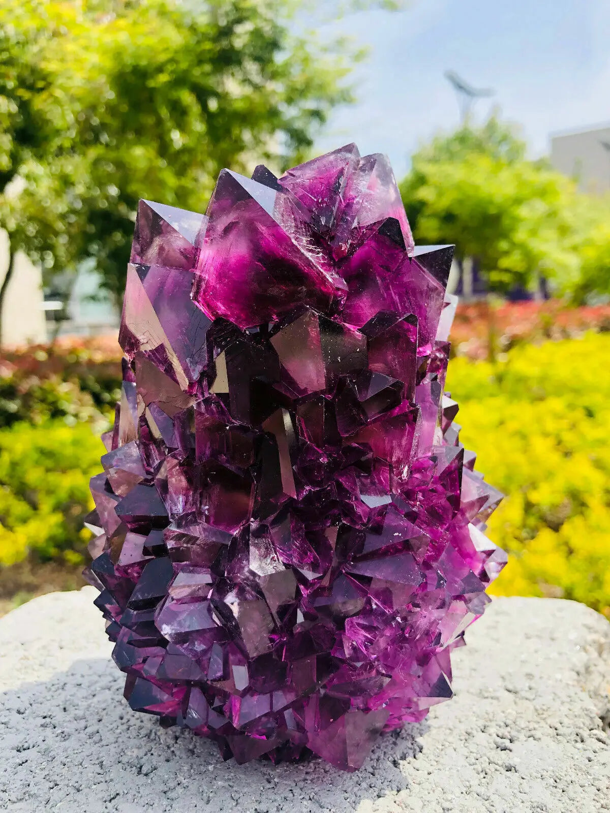 Phantom Crystal Cluster, Mineral Specimen, Purple Potatin Alum, Octahedral Crystals, Brilliant Crystals, Home Decoration