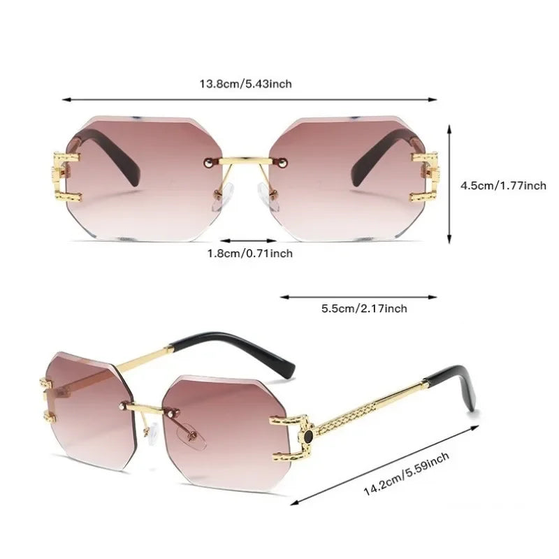 New in Rimless Sunglasses Women 2025 Trendy Fashion Glasses Sunscreen Shades Luxe Femme Lentes De Sol Mujer Lunette Soleil Femme