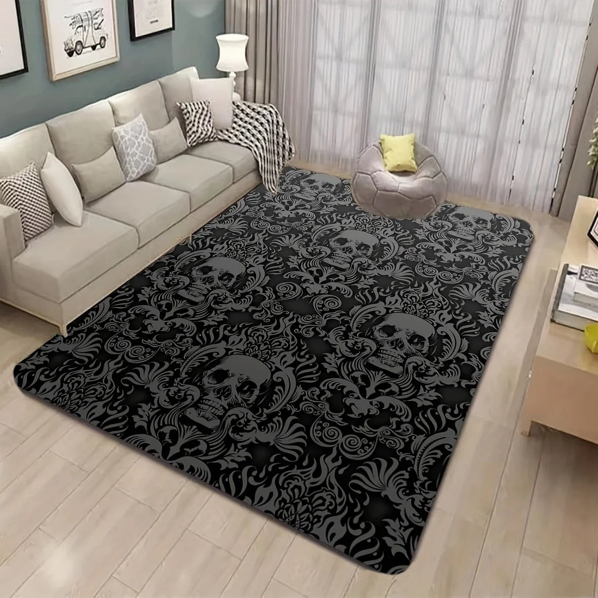 Halloween Skull Gothic Carpet for Living Room Decor Sofa Table Large Area Rugs Bedroom Bedside Floor Mat Hallway Balcony Mat