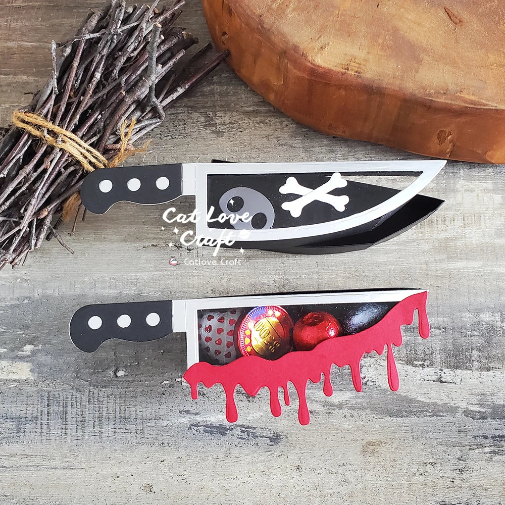 Catlove Halloween Candy Box Knife Metal Cutting Dies Scrapbooking Stencil Die Cuts Card Making DIY Craft Embossing New Dies For