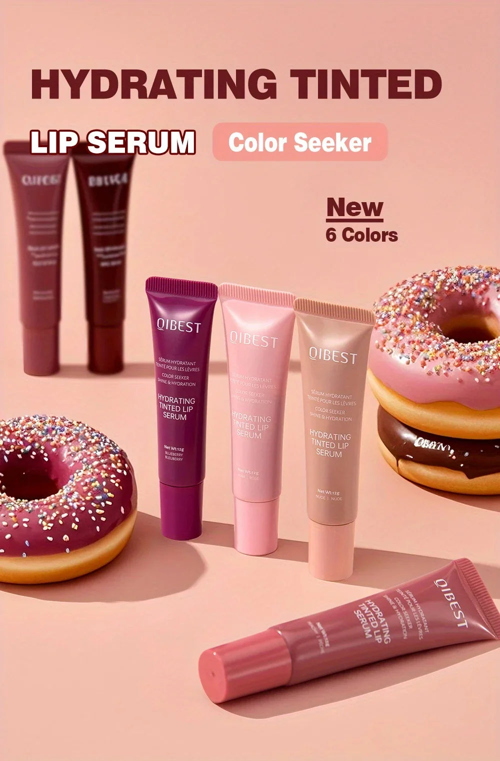 Colored lip gloss, liquid hydrating and moisturizing, light and shiny lip balm, water gloss lip glaze moisturizing lip milk.
