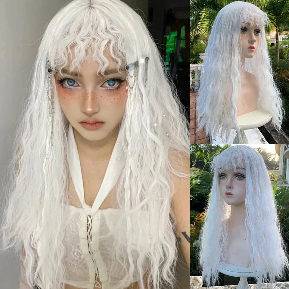 Synthetic Short Lolita Cosplay Christmas Halloween Bob Brown Blonde LM Wig With Long Curly Ponytail Natural Fake Hair for Women