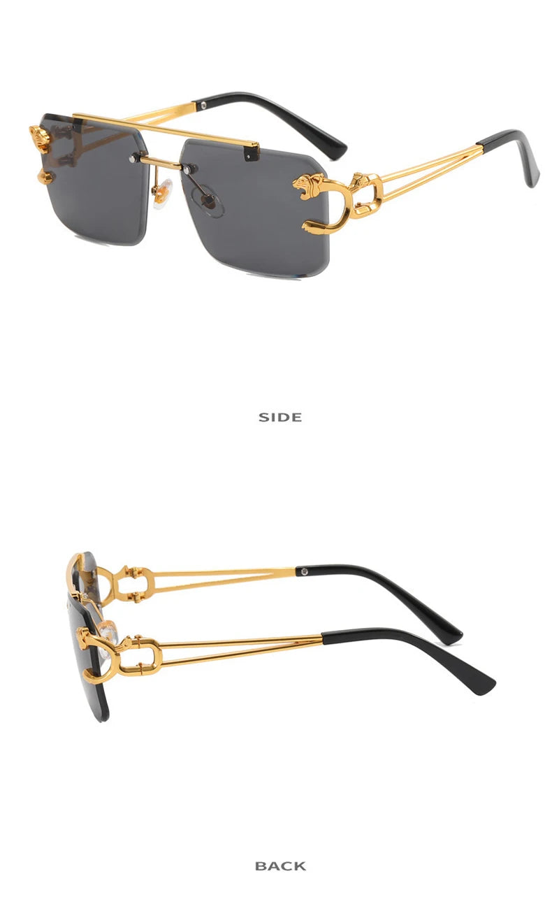 American Luxury Brand Frameless Rectangular Sun Glasses for Women Men Classic Retro High-Quality Vacation Sunglasses Anti-UV400