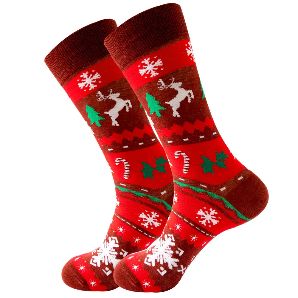 Men Women Socks Lover Christmas Halloween Celebrate Santa Elk Gift Party Biscuits Snow Happy Funny Tide Cotton Socks EU38-46
