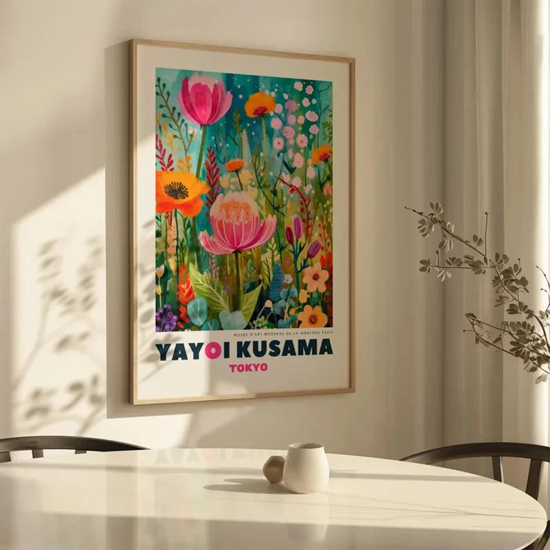 YAYOI KUSAMA Print Unframed Canvas Wall Art Japanese Wall Art - Japanese Modern Art Kusama Exhibition - Colorful Wall Art
