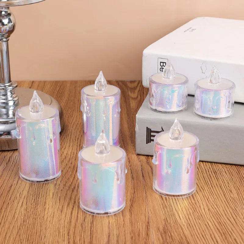 6/1PCS Flameless LED Electronic Candle Dropping Wax Tea Light Realistic Flames Led Lamp Christmas Halloween Wedding Home Decor