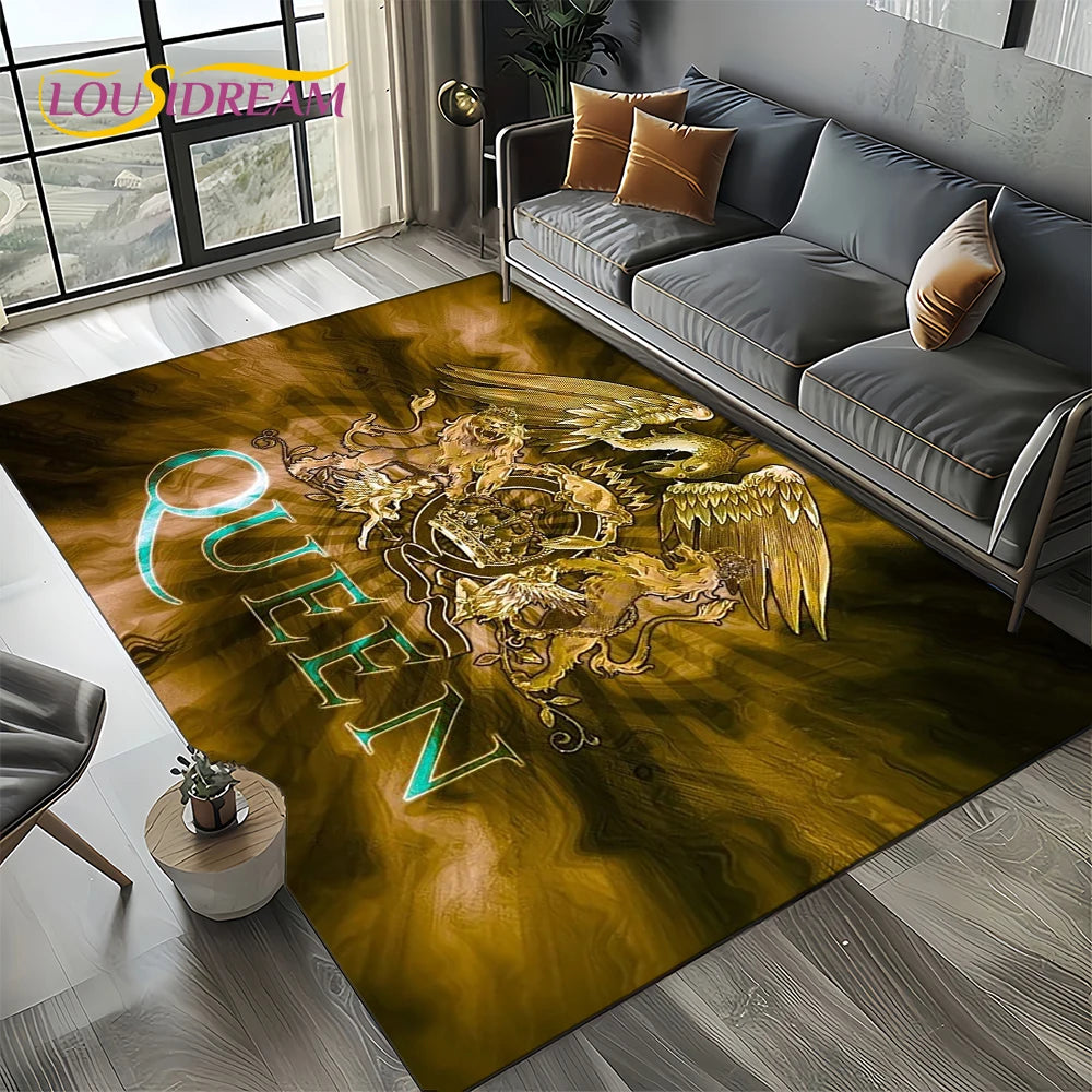 2025 Classics Queen-Rock-Band Freddie Carpet Rug for Living Room Bedroom Home Sofa Decoration,Kid Area Rug Non-slip Floor Mat