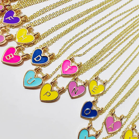 ZX Colorful Enamel Letter A-Z Initial Pendant Necklace For Women Trendy Girls Alphabet Necklace Jewelry Wholesale Jewelry Gifts