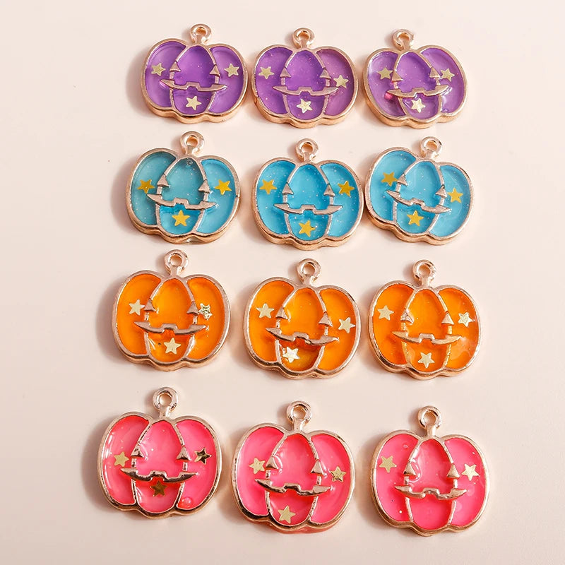 10pcs Enamel Halloween Skull Skeleton Charms Penants for Necklace Earrings DIY Bracelet Handmade Jewelry Accessories Findings