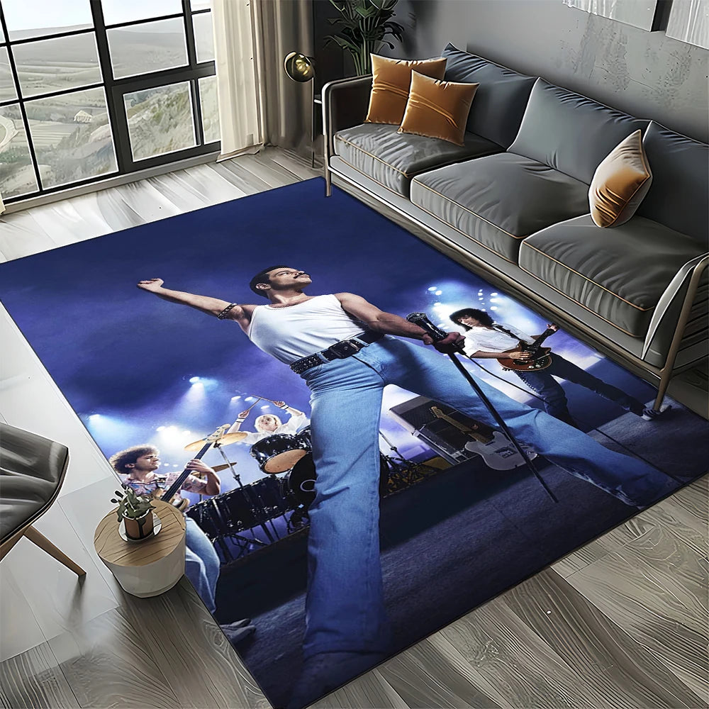 2025 Classics Queen-Rock-Band Freddie Carpet Rug for Living Room Bedroom Home Sofa Decoration,Kid Area Rug Non-slip Floor Mat