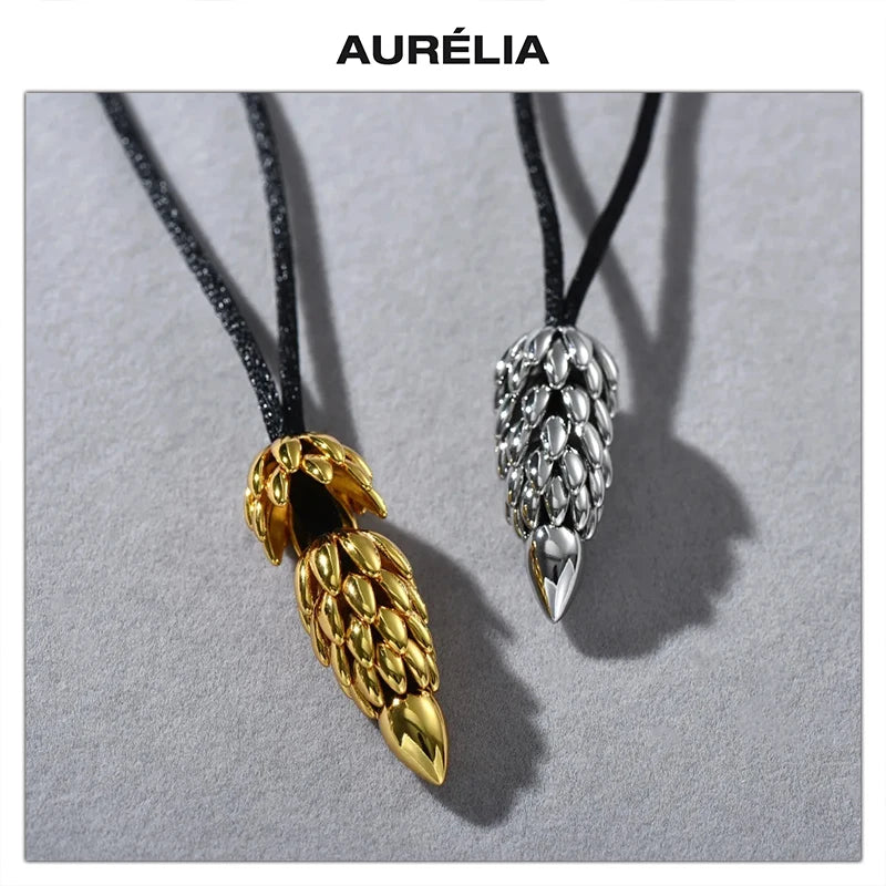 Europe Retro Brass Plating 18K Gold Black Rope Wheat Tassel Long Sweater Chain Necklace Woman Charm Jewelry Trend