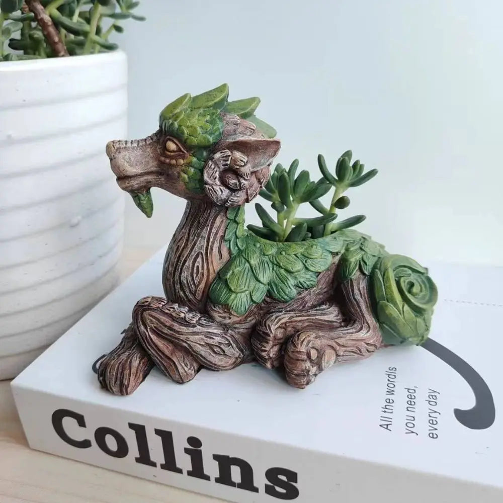Creative Dragon Tree Planter, Succulent Planter, Garden Statue, Resin