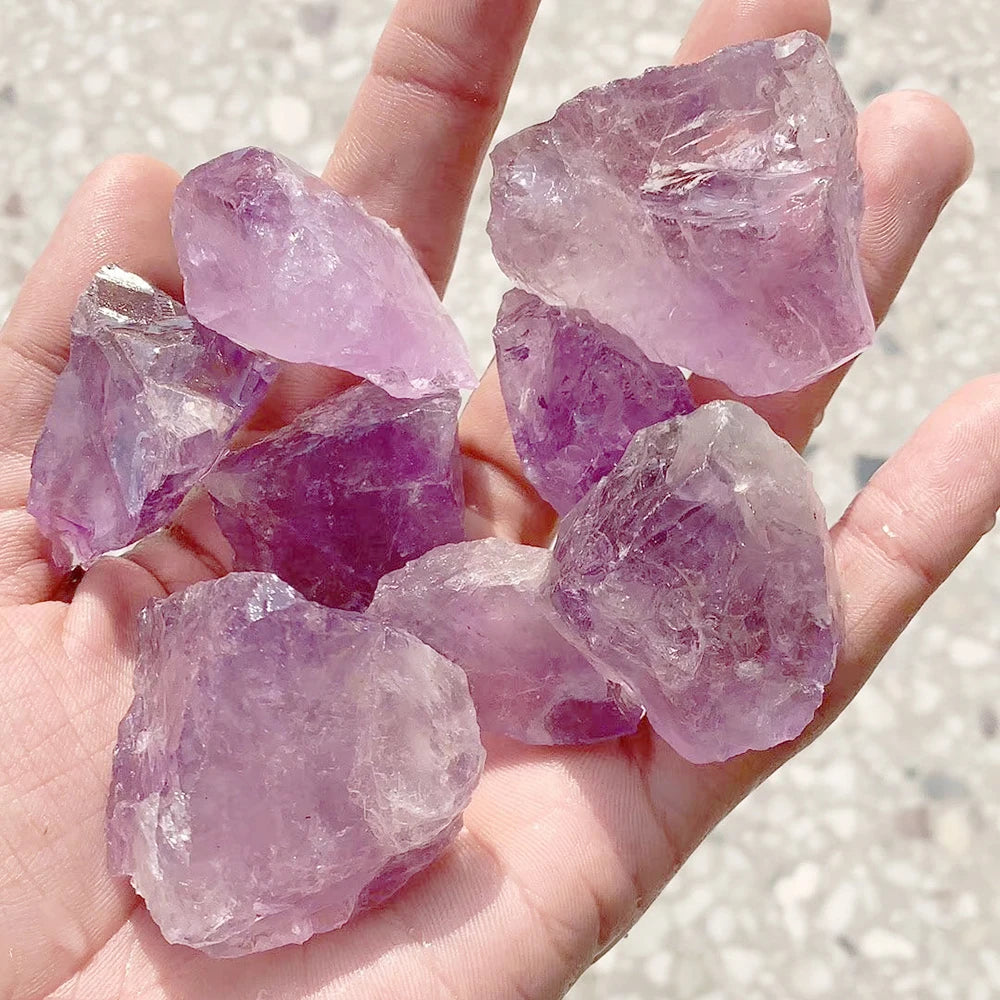 Raw Stone Crystal Set 1.6-2.4" Natural Rock Minerals Specimens Collection Decorative Amethyst Aroma Diffuser Stone