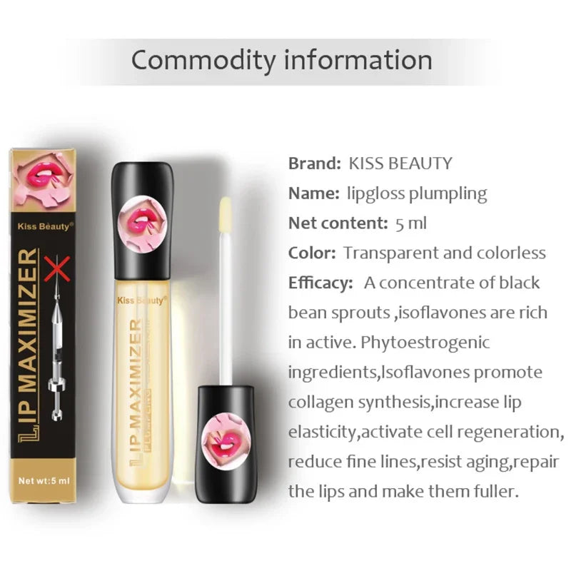 Lip Gloss Transparent Plumping Lip Oil Moisturizing Repairing Reduce Lip Fine Line Oil Brighten Enhance Lip Serum Cosmetics