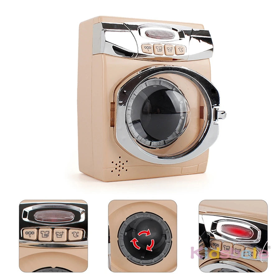 Mini Kitchen Appliance Toys for Kids Role Play Cooking Set Microwave Toaster Coffee Machine Washing Machine Learning Playset