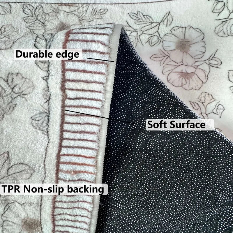 VIKAMA Cream Style Bedroom Bedside Rugs Teenage Room Bedside Rugs Floating Window Mat Mirror Front Rugs Home Decoration