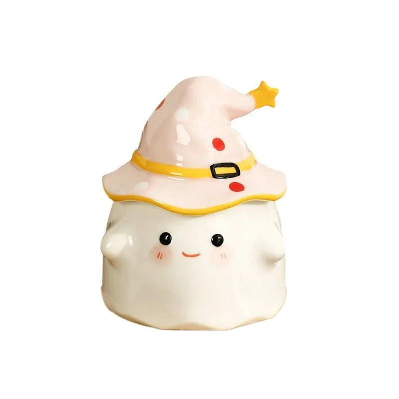 Funny Ghost Ceramic Mugs Coffee Cups with Lids Office Afternoon Tea Coffee Cup Halloween and Easter Gifts Friends