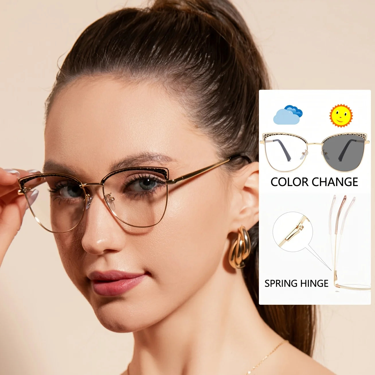 Women Photochromic Polarized Sunglasses Driving Fishing Chameleon Glasses Change Color Sun Glasses  Vision UV400 Eyewear