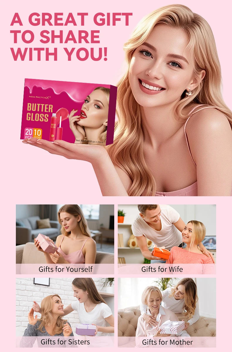 20pcs/box of 10 color moisturizing lip gloss - Long lasting moisturizing, glossy effect, essential for beauty care