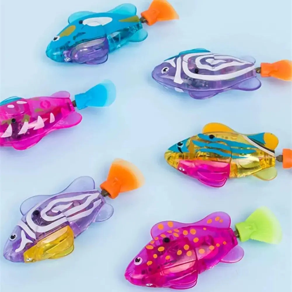 Baby Shower Toys LED Electric Simulation Fish With Light Water Swimming Fish Tank Ornaments Pet Playing Toys