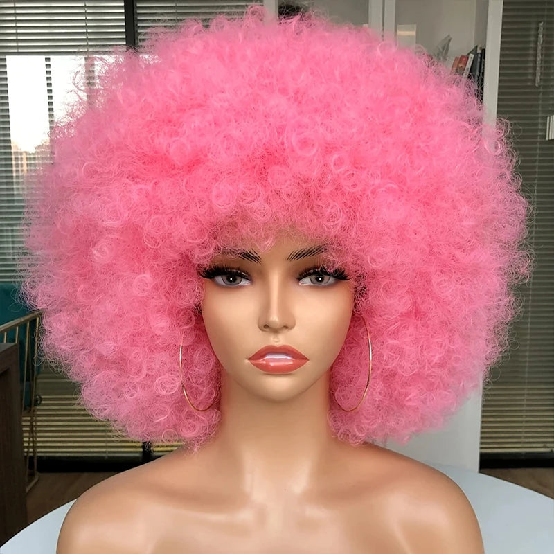 70s Afro Punk Rock Wig - Synthetic Curls, Fashion Design, Great Halloween Cosplay Wigs for Men and Women