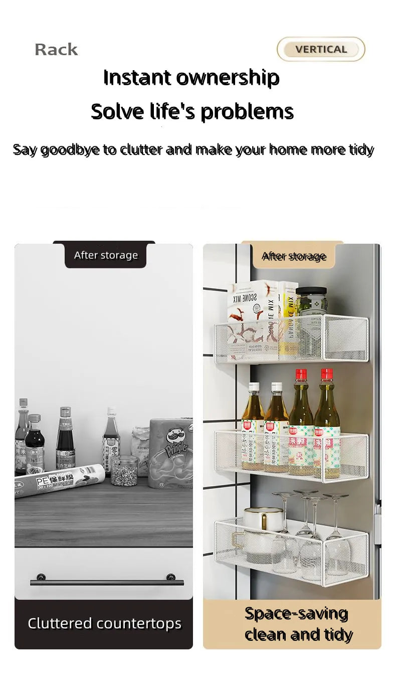 Household Wall Hanging Basket Kitchen Magnetic Attraction Storage Rack Refrigerator Magnetic Shelf Living Room Summary Holder