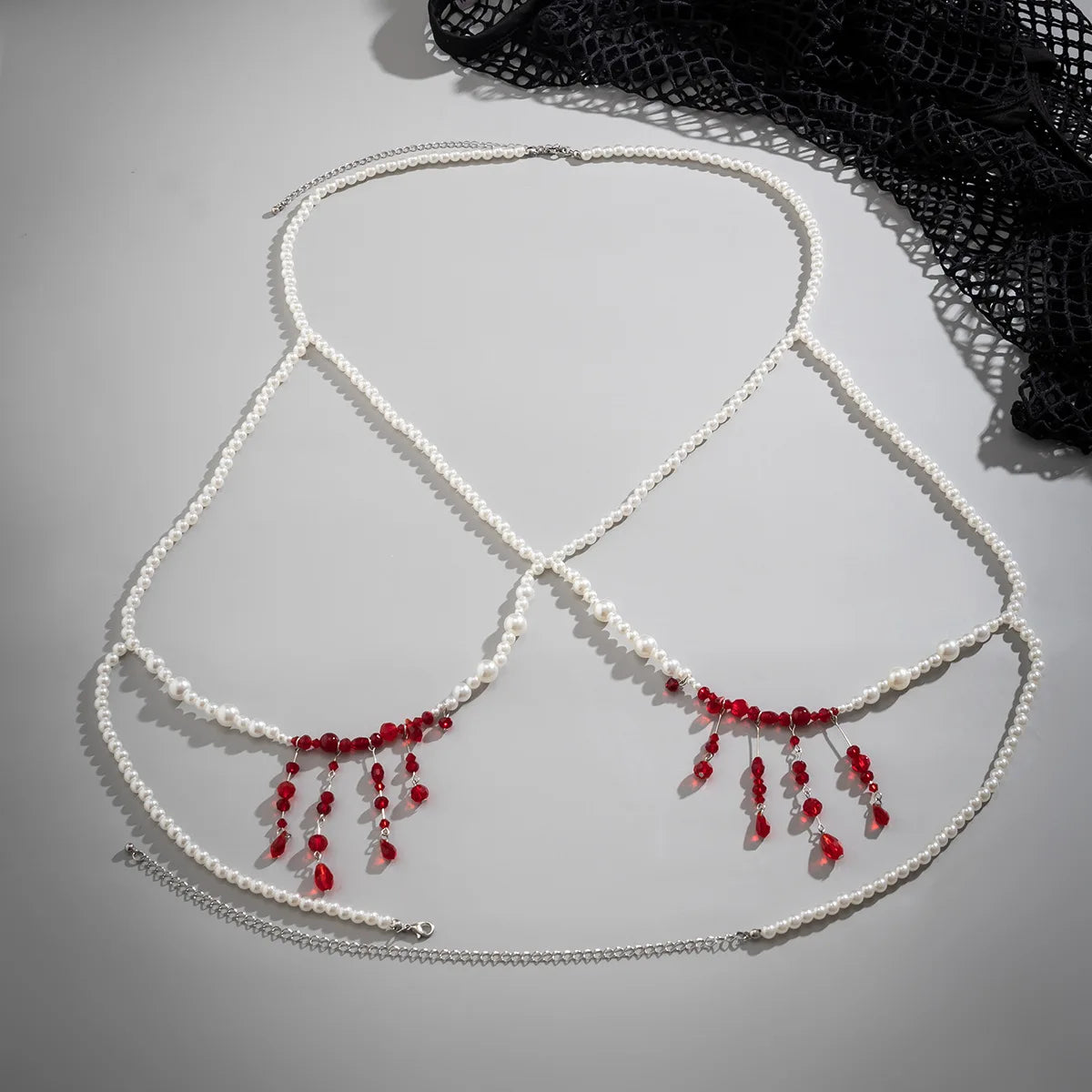 Gothic Blood Drop Fringe Necklace Choker Multi-colored Pearls Beaded Charm Fashion Halloween Party Jewelry Vampire Gifts for Her