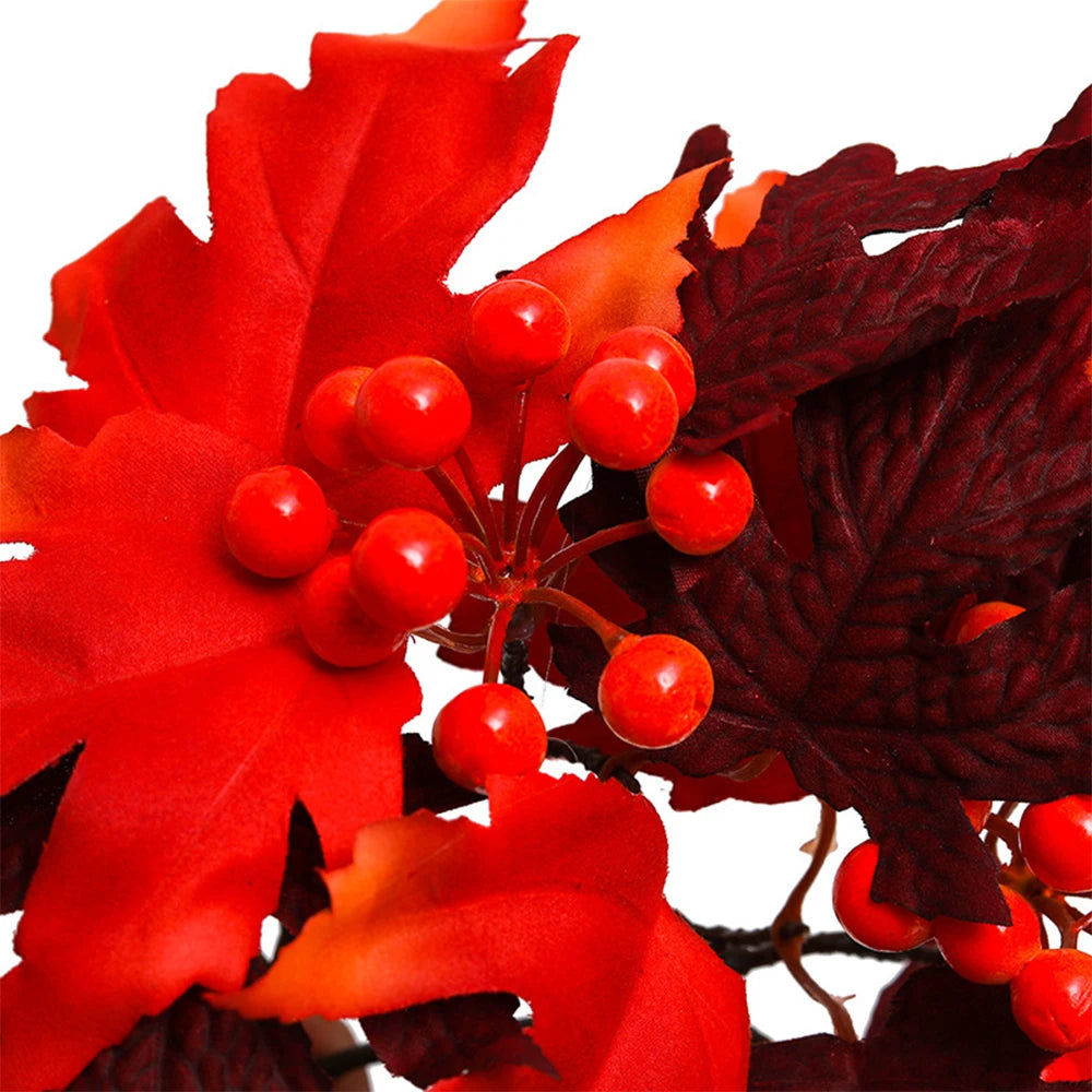 34cm Artificial Maple Leaves Branch Autumn Plants Fake Pinecone Red Berries Silk Leafs for Home Outdoors Halloween  Decor