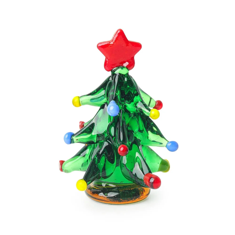 Glass Crystals Christmas Tree Figurine Statue Mini Christmas Tree Miniature Table Ornaments Handmade Crystals Ornaments