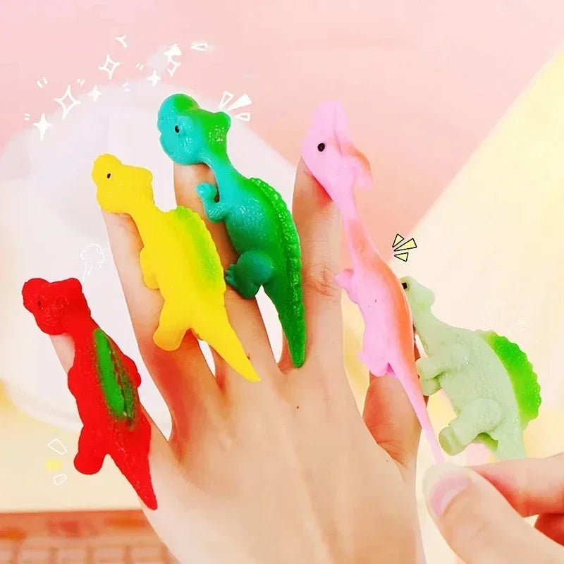 10PCS Catapult Launch Turkey Slingshot Chick Elastic Flying Finger Sticky Decompression Toy for Birthday Halloween Party Favors