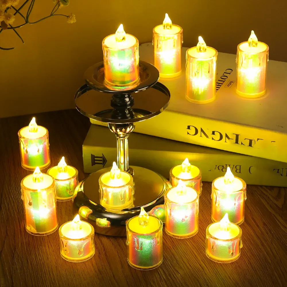 6/1PCS Flameless LED Electronic Candle Dropping Wax Tea Light Realistic Flames Led Lamp Christmas Halloween Wedding Home Decor