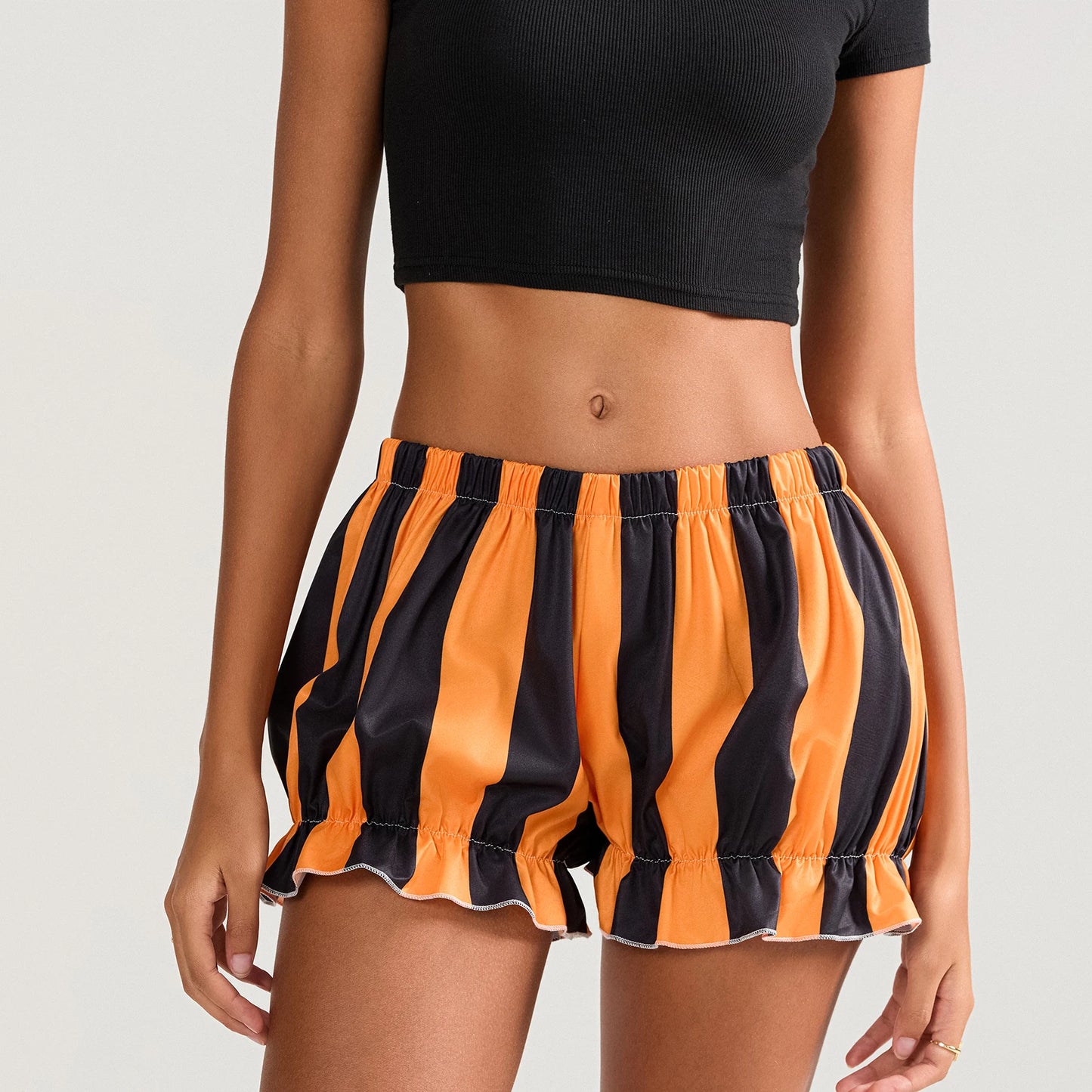 2000s Women's Clothing Fashion Bloomers Shorts Halloween Stripe Elastic Waist Short Pants Summer Casual Shorts