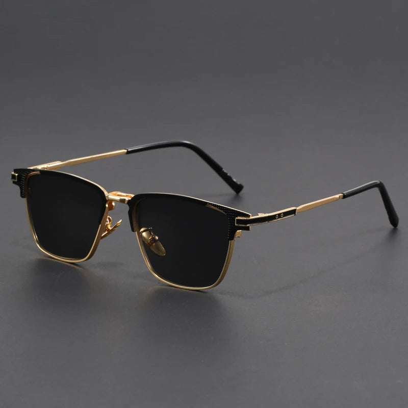 New Titanium Metal Square Sunglasses Half Frame Polarized Sunglasses Man Woman Luxury Brand Designer Sun Glasses Male Retro Rive