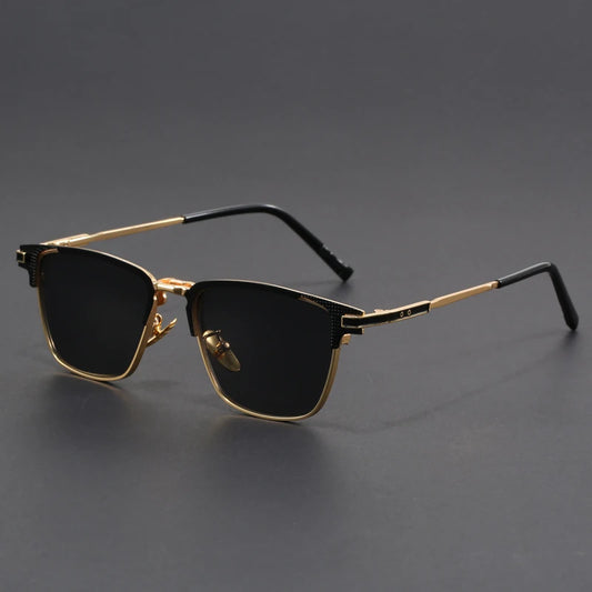 New Titanium Metal Square Sunglasses Half Frame Polarized Sunglasses Man Woman Luxury Brand Designer Sun Glasses Male Retro Rive