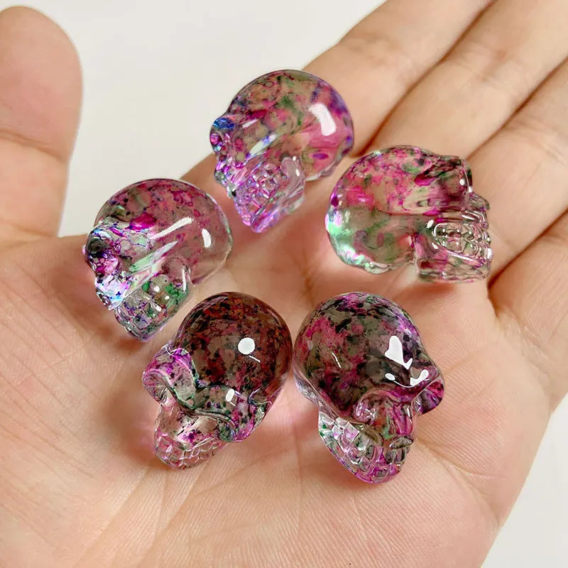 Crystal Skull Glass Carving Jewelry Quartz For Home Decoration Healing Crystals Skull Ornament Reiki Witchcraft Gifts Figurine