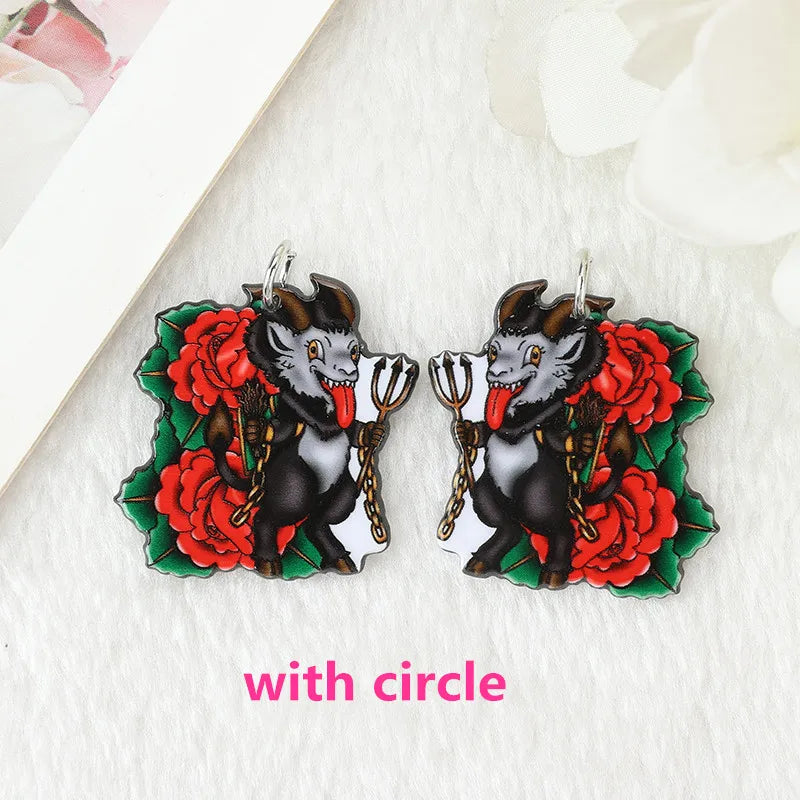 8Pcs Halloween Charms Creative Acrylic  OUIJA Sheep Pendant For Keychain Necklace Jewelry Diy Making