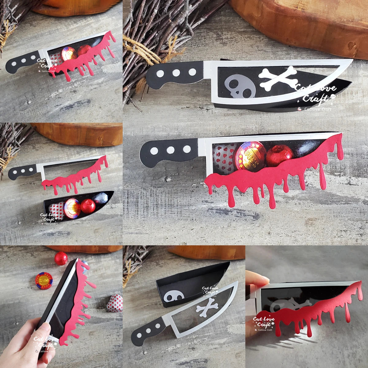 Catlove Halloween Candy Box Knife Metal Cutting Dies Scrapbooking Stencil Die Cuts Card Making DIY Craft Embossing New Dies For