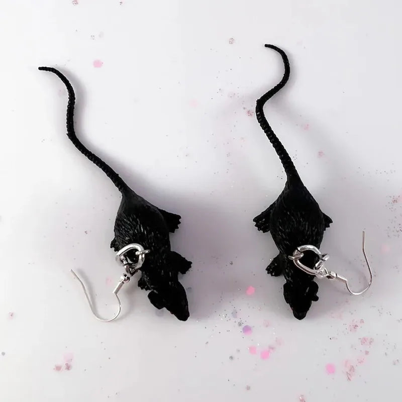 rats Black dangle Earrings Halloween mice goth halloween handmade jewelry unique