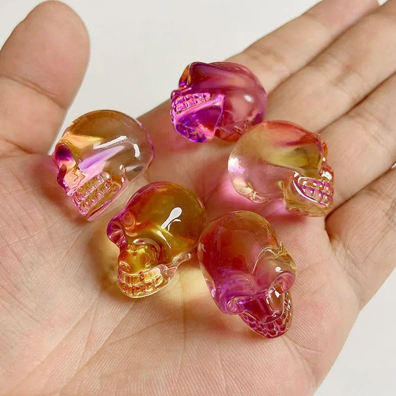 Crystal Skull Glass Carving Jewelry Quartz For Home Decoration Healing Crystals Skull Ornament Reiki Witchcraft Gifts Figurine