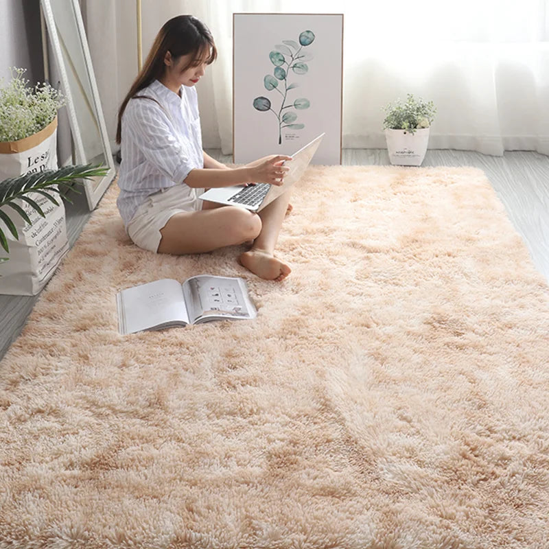 Nordic Furry Rug Bedroom Carpet Living  Room Modern Decoration Hairy Carpets Large Size Black Gray Pink Beige Non Slip Mat