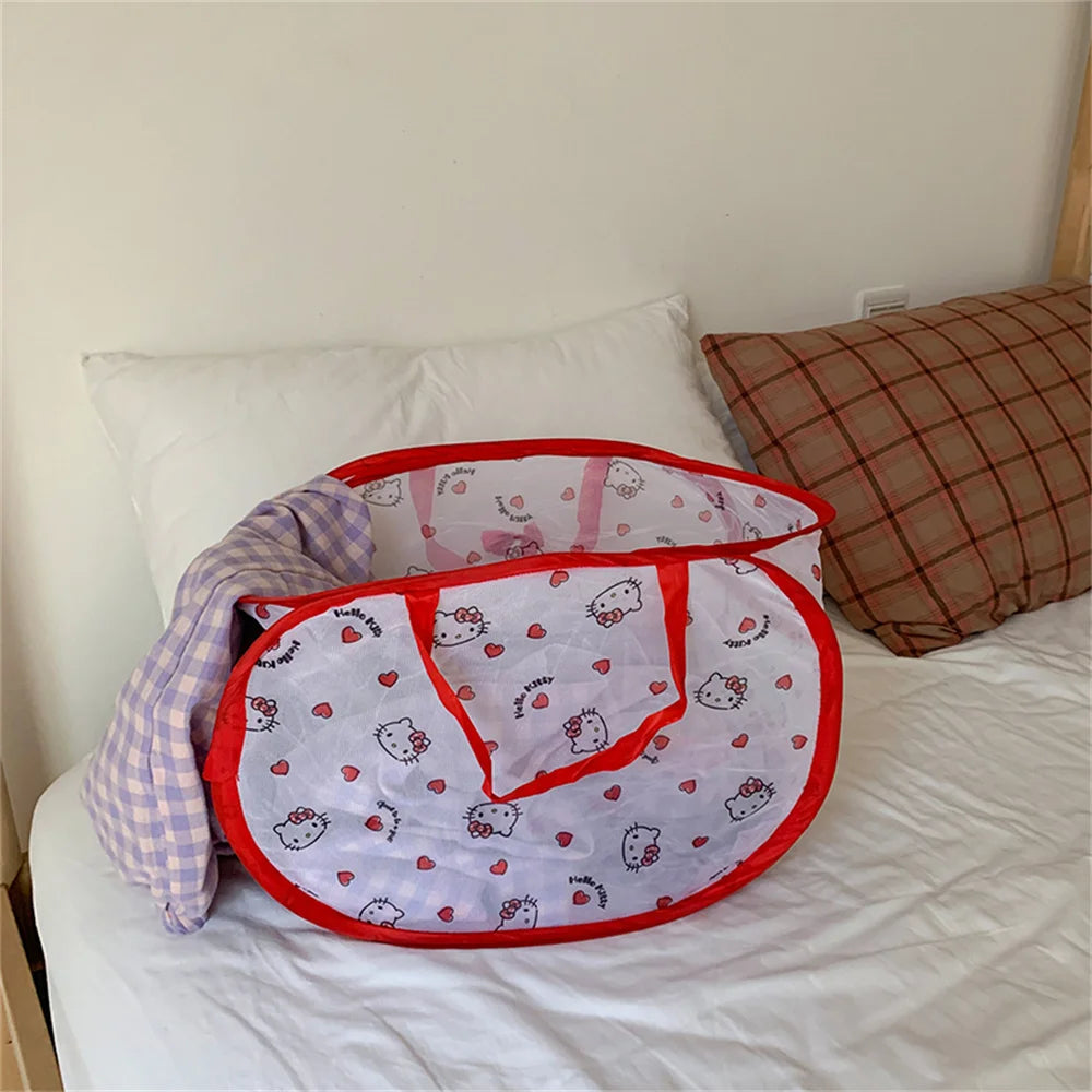 Kawaii Hello Kittys Laundry Basket Household Foldable Clothes Storage Basket Dirty Clothes Storage Box Creative Practical Basket