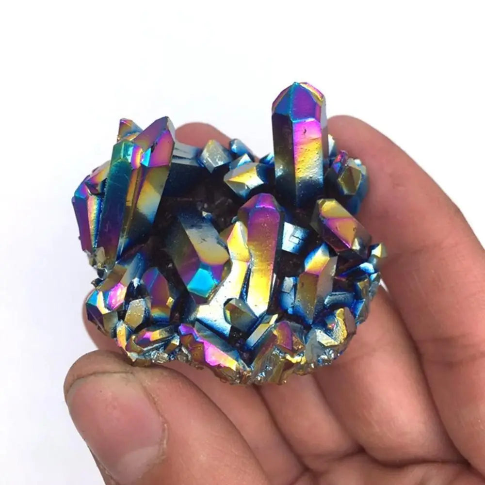 Rainbow Titanium Rough Grinding Quartz Healing Crystals Stone Ornaments Crystal Cluster Specimen Mineral Reiki Stone