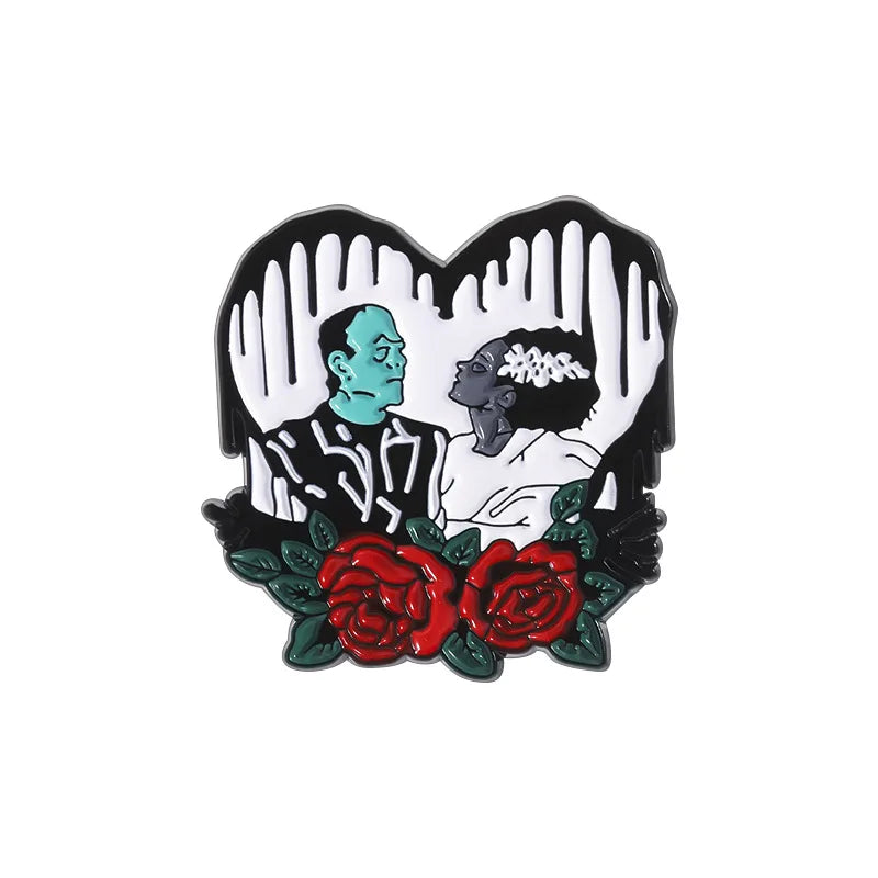 Anime Heart Rose Enamel Pins You Are Dreamy Cartoon Horror Mask Coffin Spider Lapel Badges Halloween Backpack Jewelry Gifts