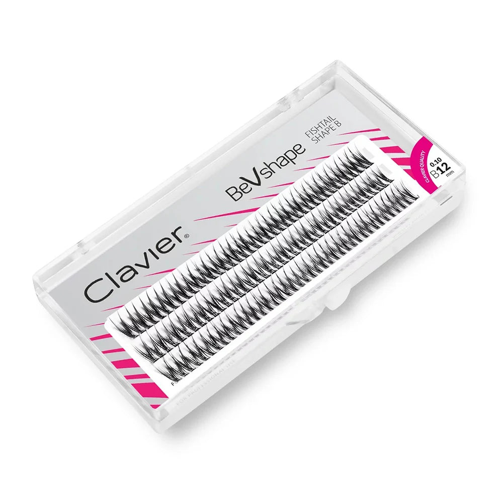 Clavier Natural Cluster Eyelash BeVshape Fishtail Shape B Curling Lash 10D Silk Soft Eyelashes Professional Makeup Tools
