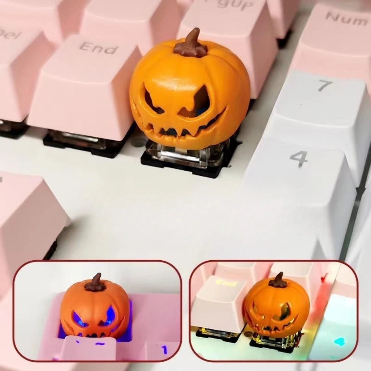 1Pcs Hot Sale Translucent Halloween Pumpkin Keycaps - Enhance Your Mechanical Keyboard Look! Accessories